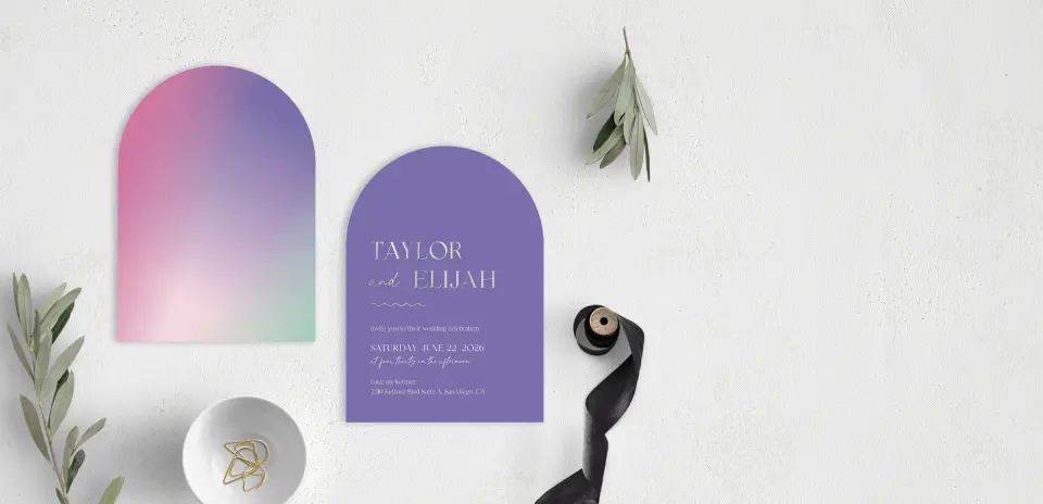 Stacked Wedding Invitations front and back