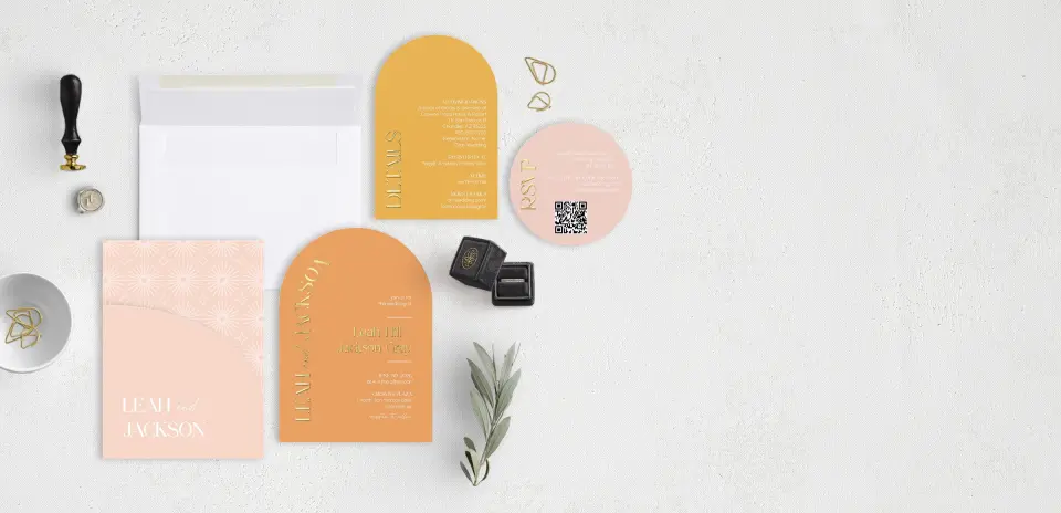 Stacked Wedding Invitations with pocket and coordinating items