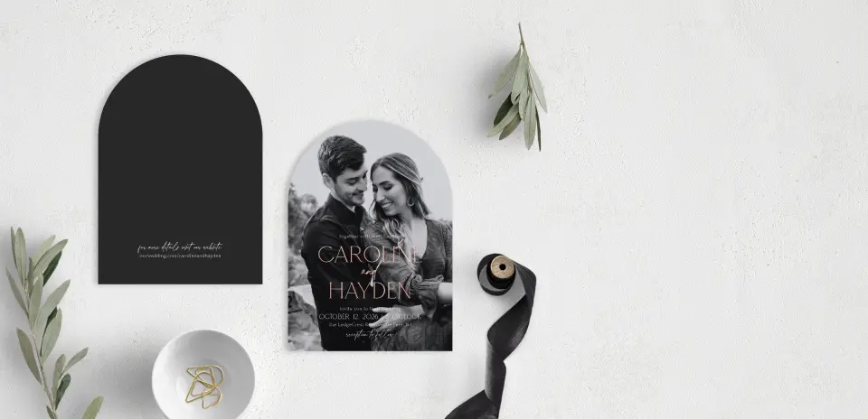 Stacked Wedding Invitations front and back