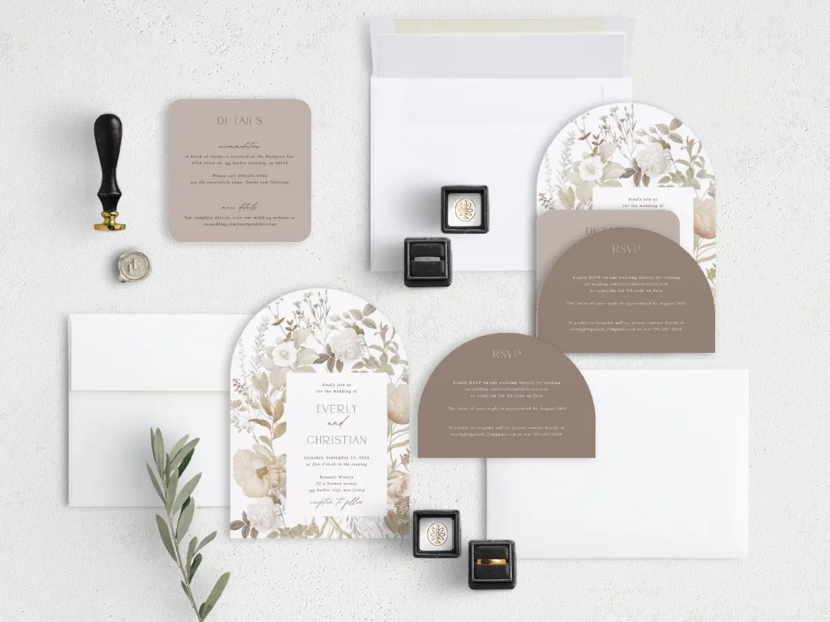 Stacked Wedding Invitations with coordinating items
