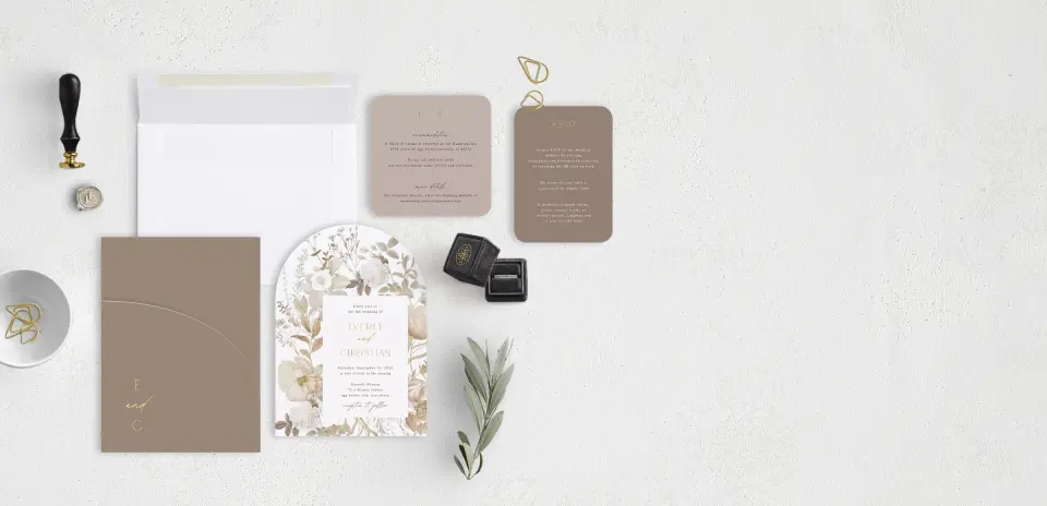 Stacked Wedding Invitations with pocket and coordinating items