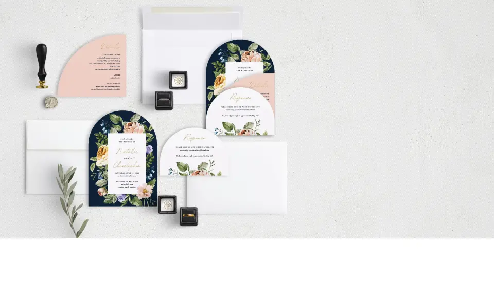 Stacked Wedding Invitations with coordinating items