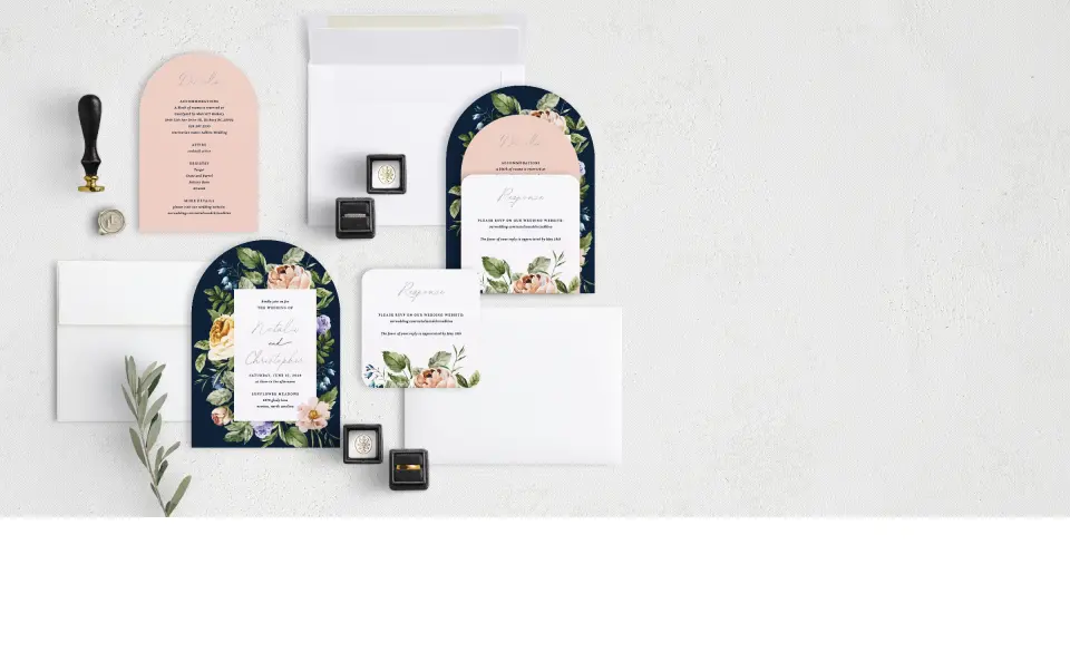 Stacked Wedding Invitations with coordinating items