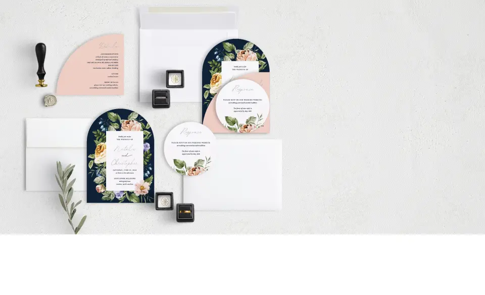 Stacked Wedding Invitations with coordinating items