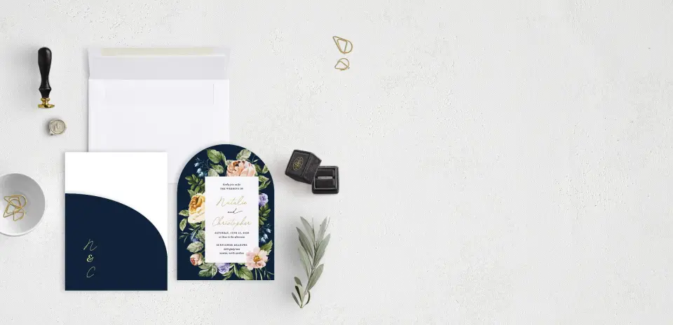 Stacked Wedding Invitations with pocket and coordinating items