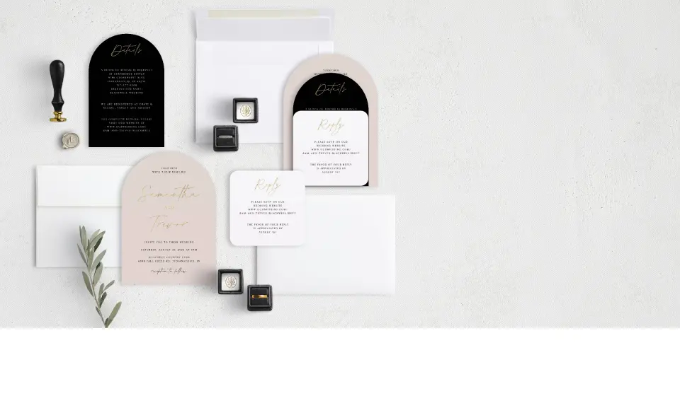 Stacked Wedding Invitations with coordinating items
