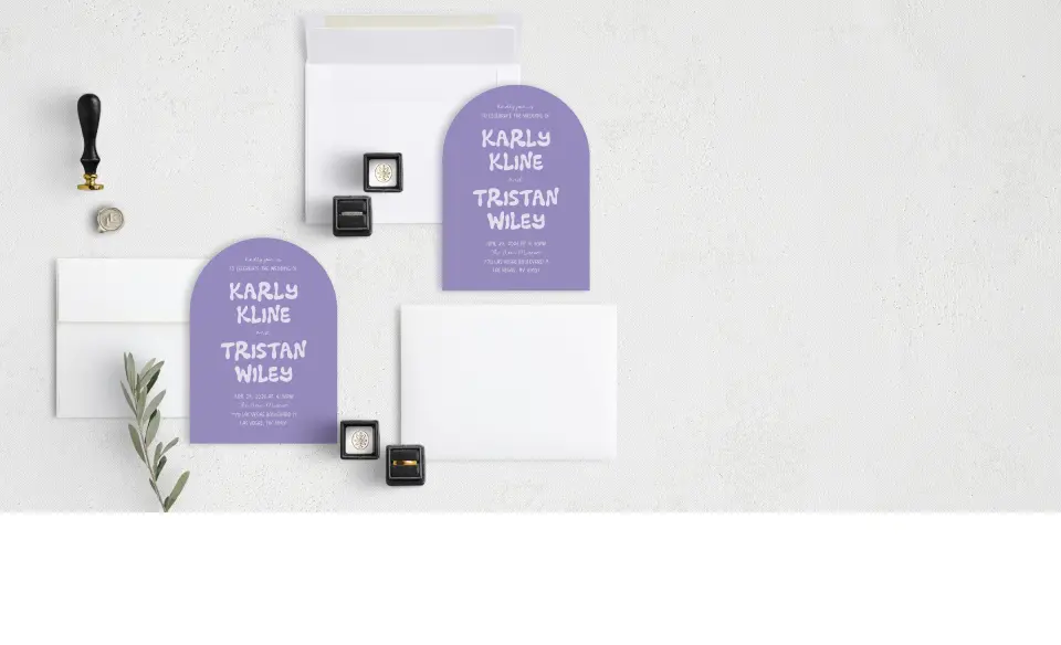 Stacked Wedding Invitations with coordinating items