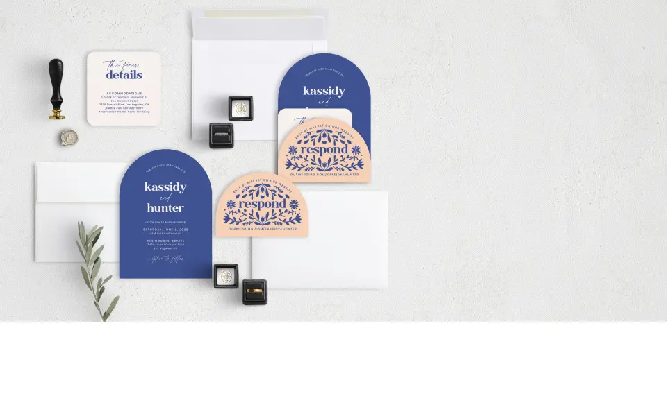 Stacked Wedding Invitations with coordinating items