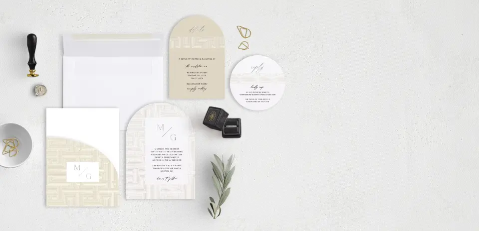Stacked Wedding Invitations with pocket and coordinating items