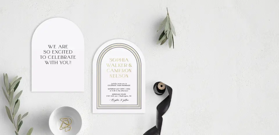 Stacked Wedding Invitations front and back