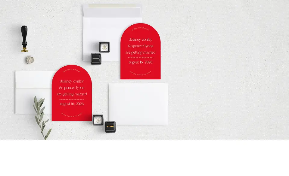 Stacked Wedding Invitations with coordinating items