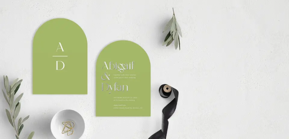 Stacked Wedding Invitations front and back