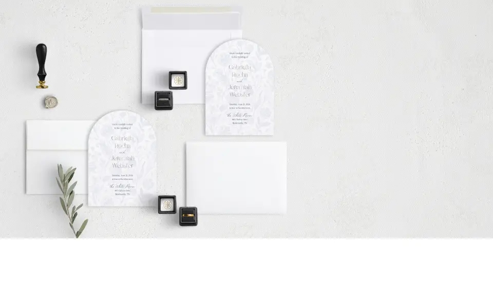 Stacked Wedding Invitations with coordinating items