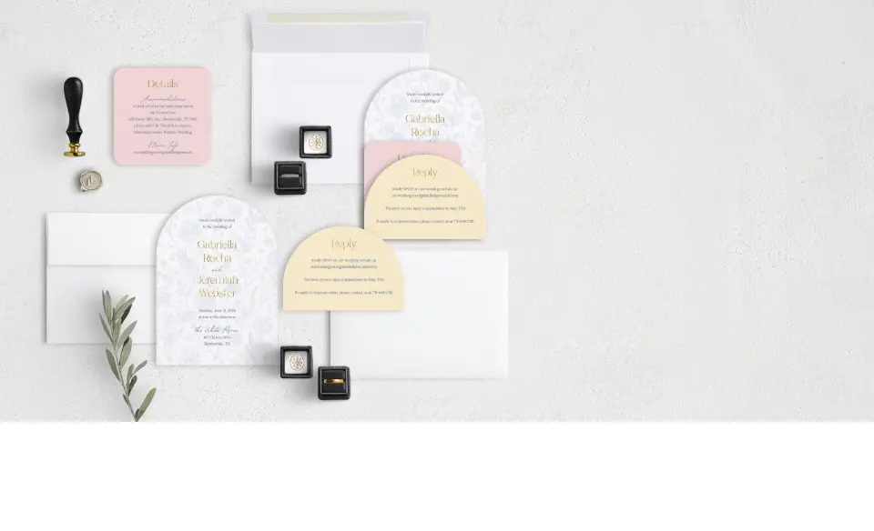 Stacked Wedding Invitations with coordinating items
