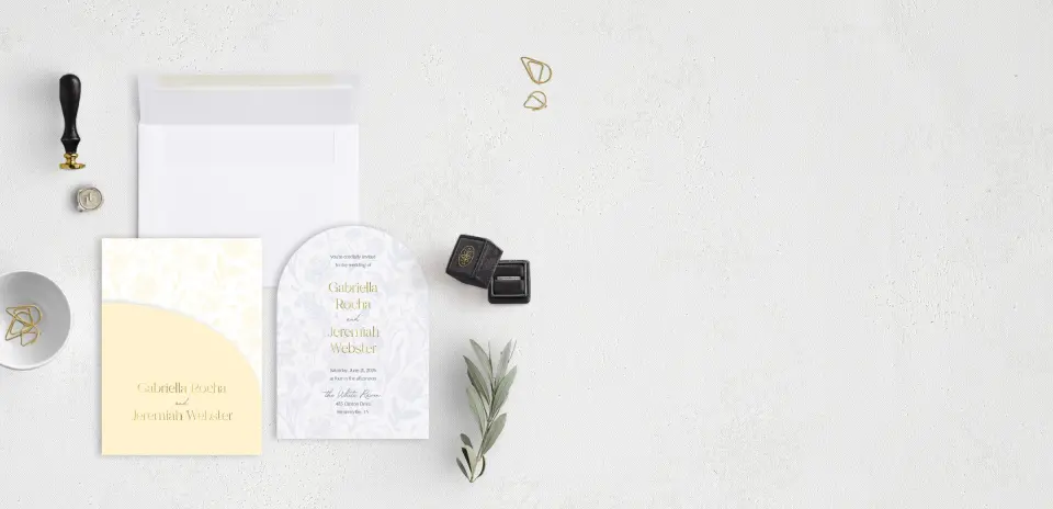 Stacked Wedding Invitations with pocket and coordinating items