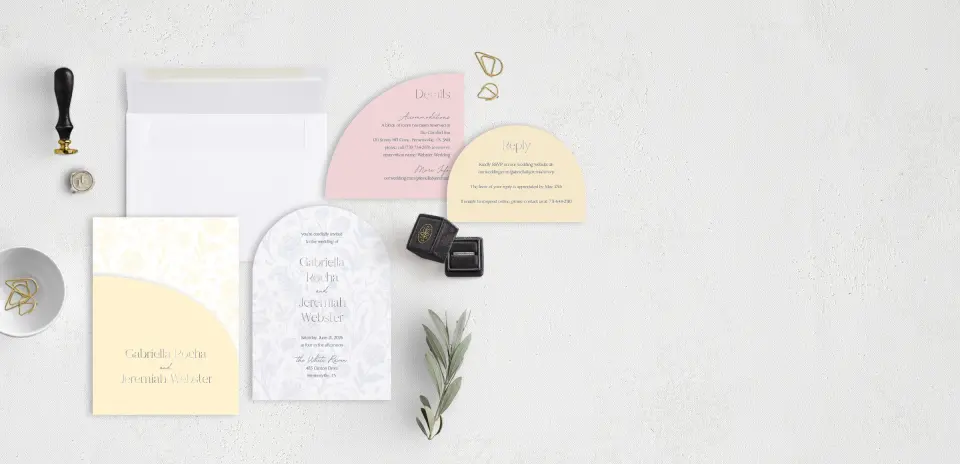 Stacked Wedding Invitations with pocket and coordinating items
