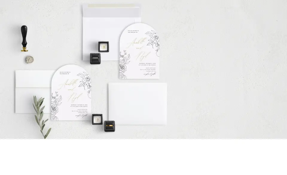 Stacked Wedding Invitations with coordinating items