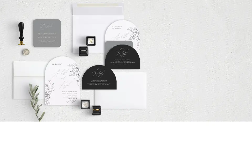 Stacked Wedding Invitations with coordinating items