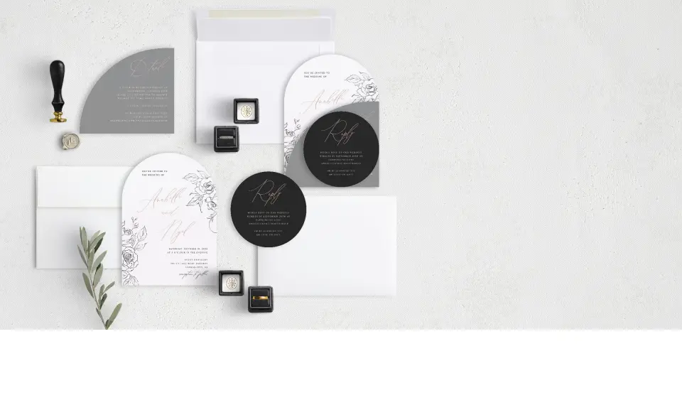 Stacked Wedding Invitations with coordinating items