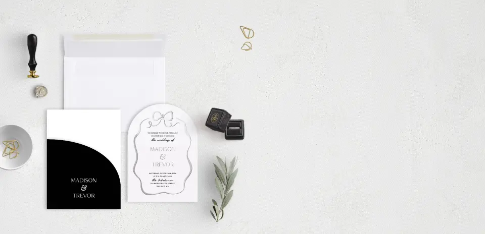 Stacked Wedding Invitations with pocket and coordinating items