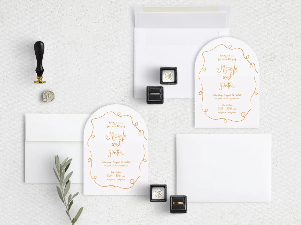 Stacked Wedding Invitations with coordinating items