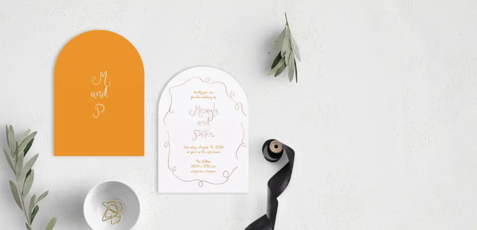 Stacked Wedding Invitations front and back
