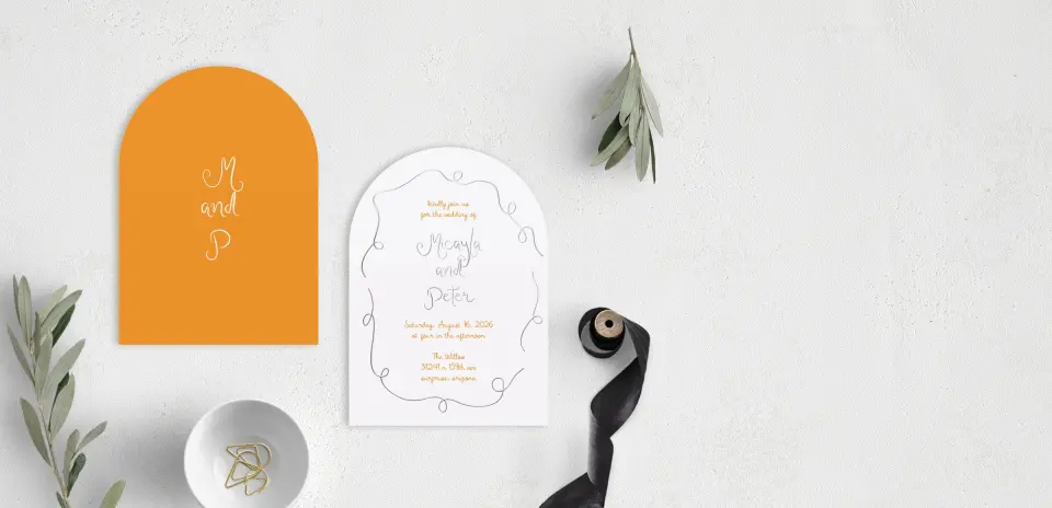 Stacked Wedding Invitations front and back
