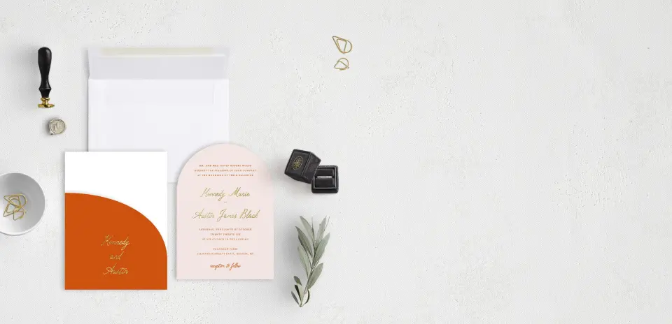 Stacked Wedding Invitations with pocket and coordinating items