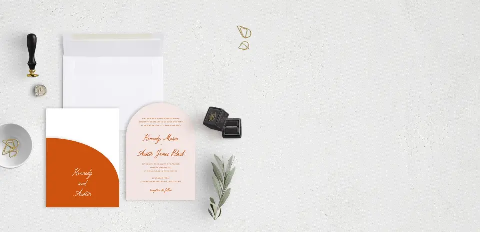 Stacked Wedding Invitations with pocket and coordinating items