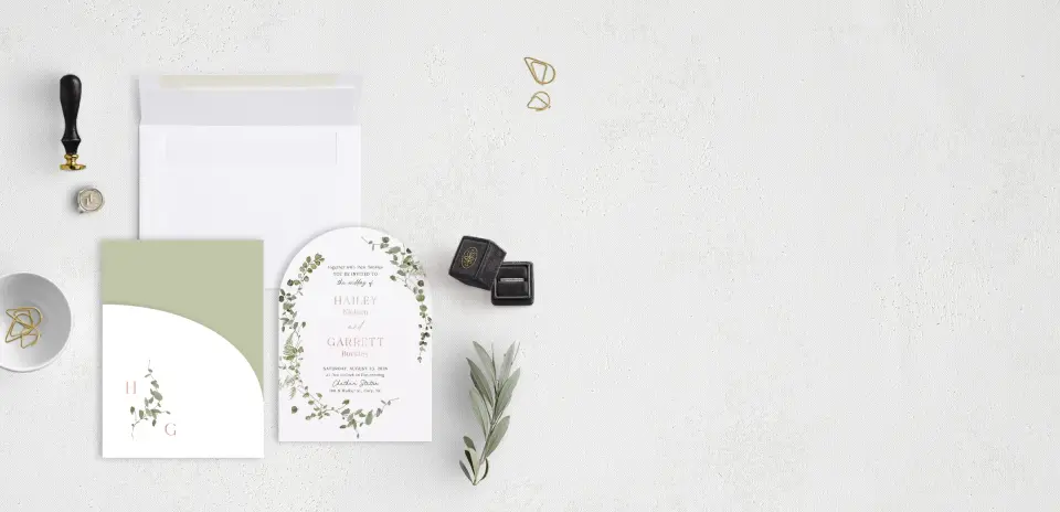 Stacked Wedding Invitations with pocket and coordinating items