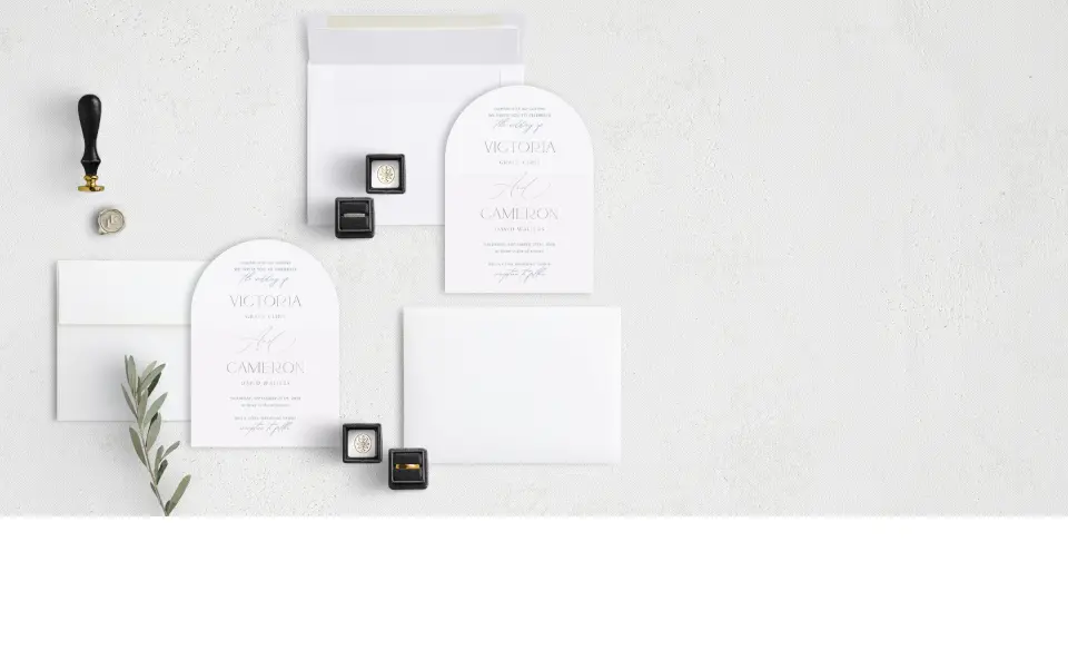 Stacked Wedding Invitations with coordinating items