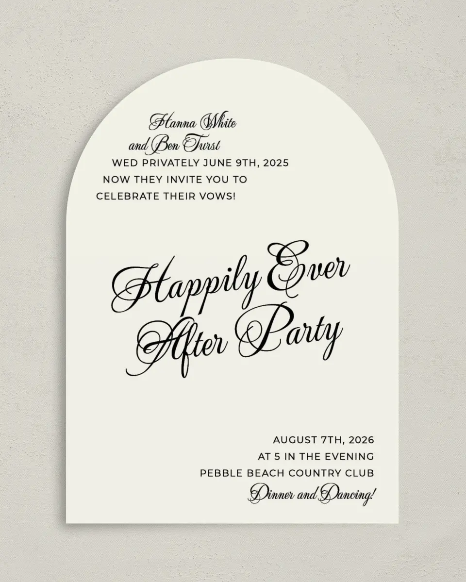 This is a 5" x 7" Reception-Only - CP called Grand Party printed in full color on Luxe Satin paper