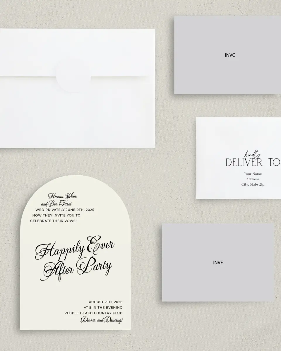 This is a 5" x 7" Reception-Only - CP called Grand Party printed in full color on Luxe Satin paper