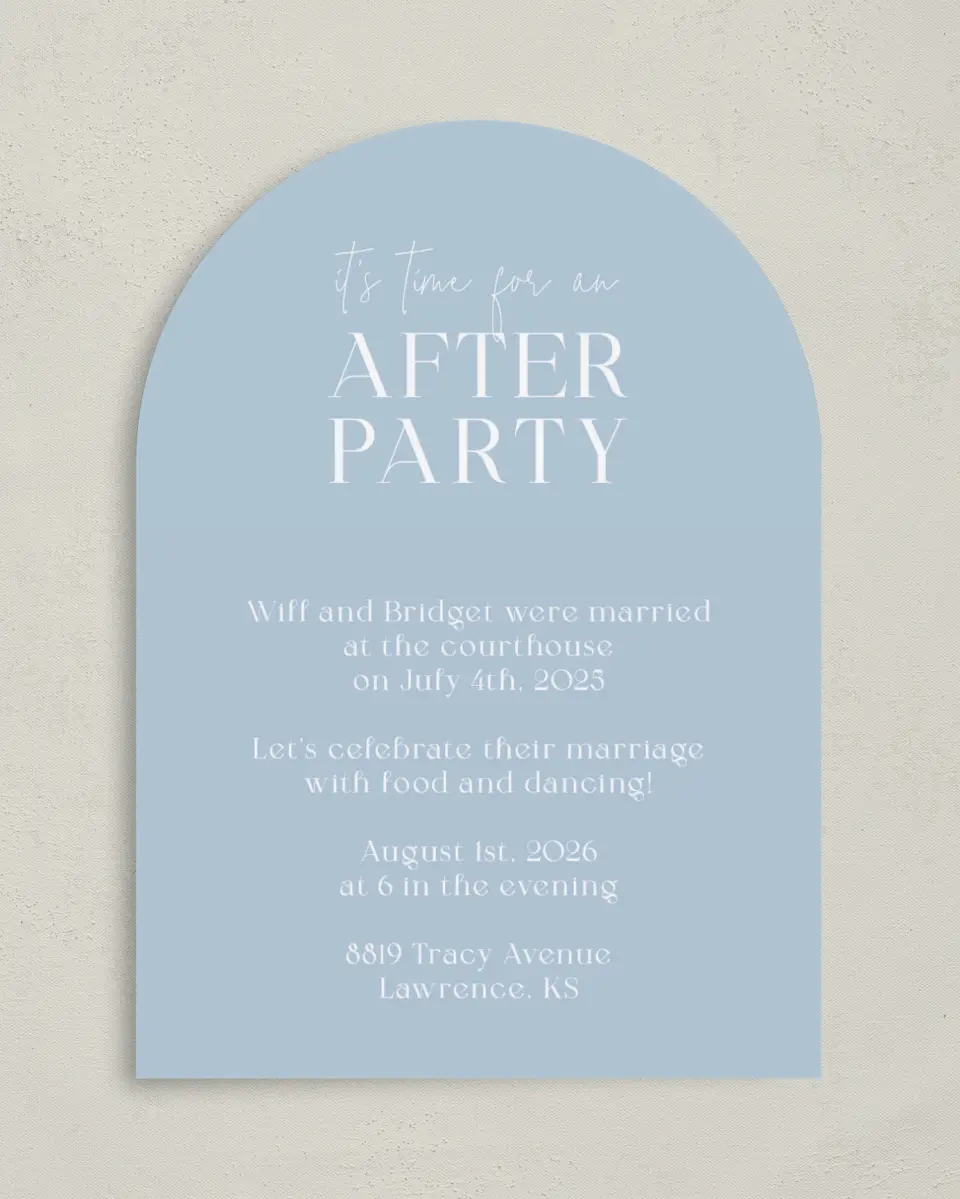 This is a 5" x 7" Reception-Only - CP called It's Time printed in full color on Luxe Satin paper