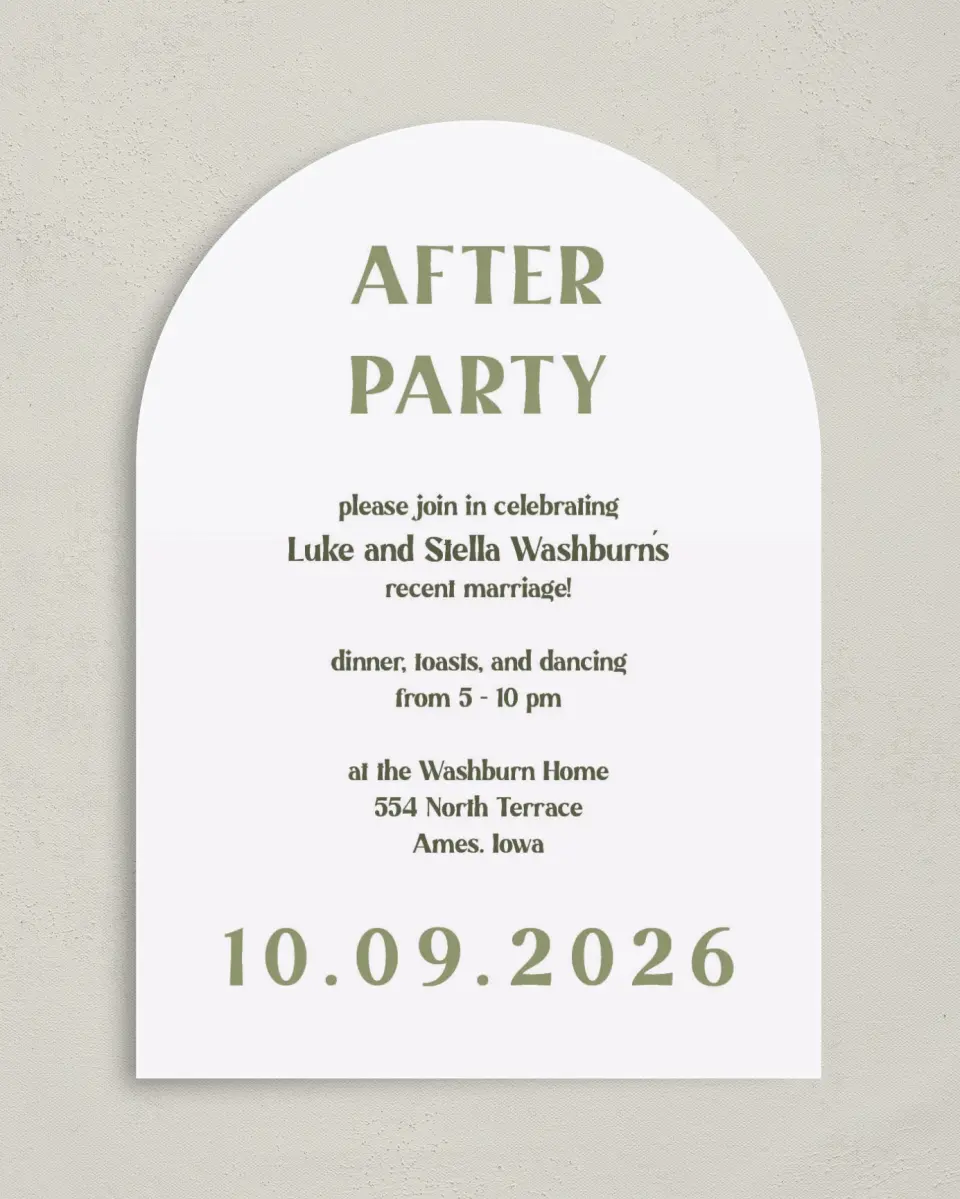 This is a 5" x 7" Reception-Only - CP called Big Day printed in full color on Luxe Satin paper
