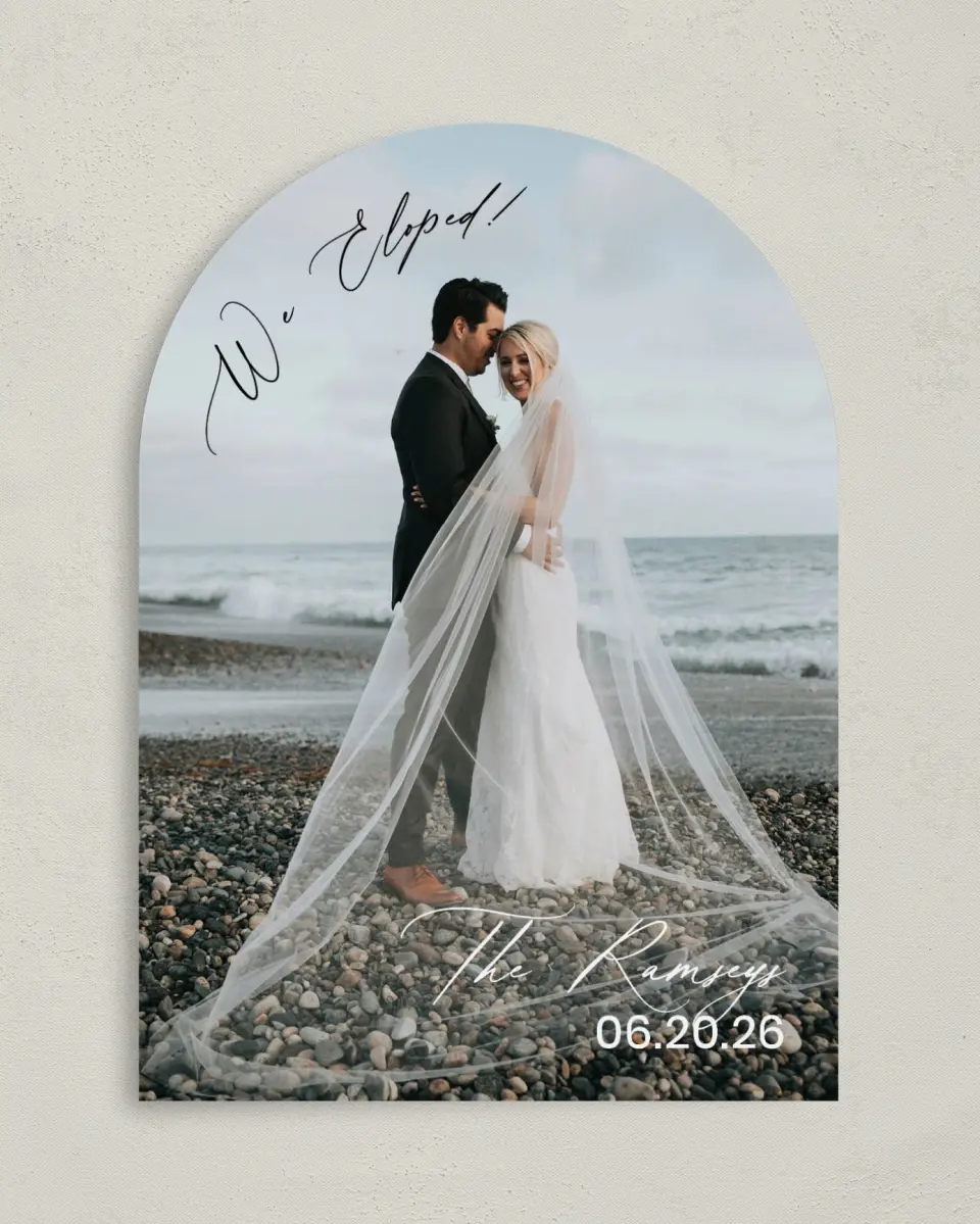 This is a 5" x 7" Reception-Only - CP called Beautiful Elopement printed in full color on Luxe Satin paper