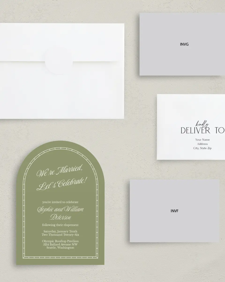 This is a 5" x 7" Reception-Only - CP called Married Bliss printed in full color on Luxe Satin paper