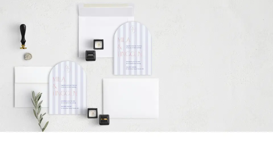 Stacked Wedding Invitations with coordinating items