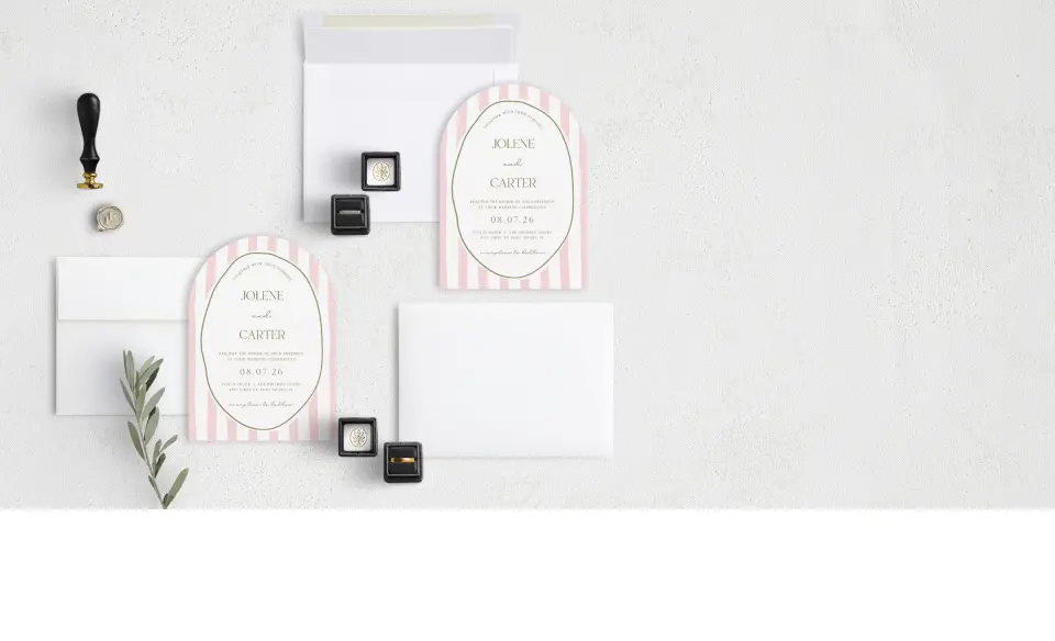 Stacked Wedding Invitations with coordinating items