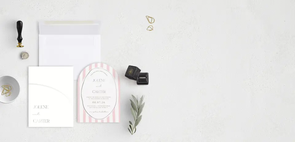 Stacked Wedding Invitations with pocket and coordinating items