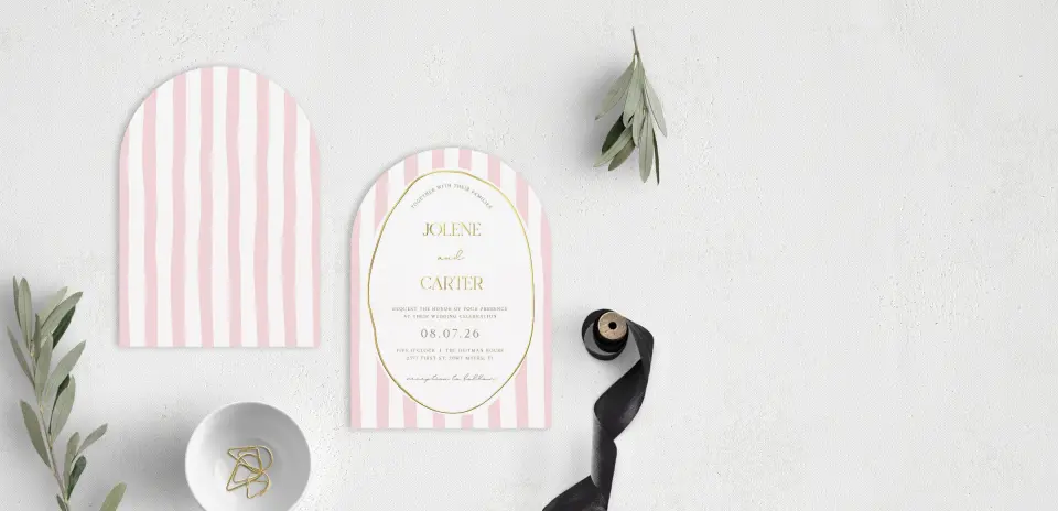 Stacked Wedding Invitations front and back