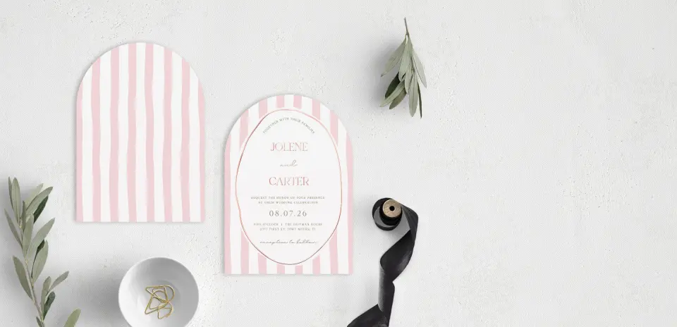 Stacked Wedding Invitations front and back