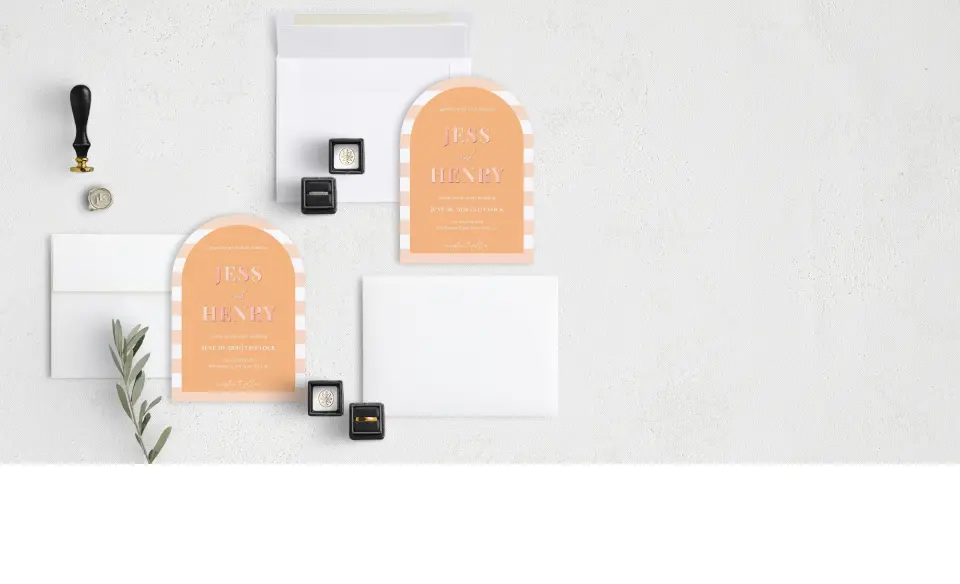 Stacked Wedding Invitations with coordinating items
