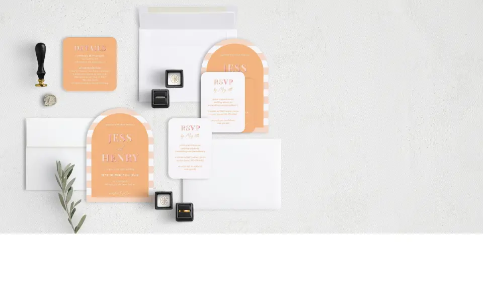 Stacked Wedding Invitations with coordinating items