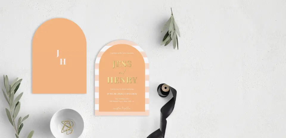 Stacked Wedding Invitations front and back