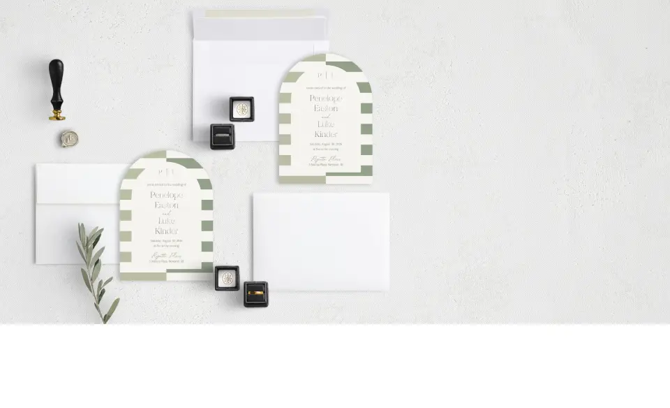 Stacked Wedding Invitations with coordinating items