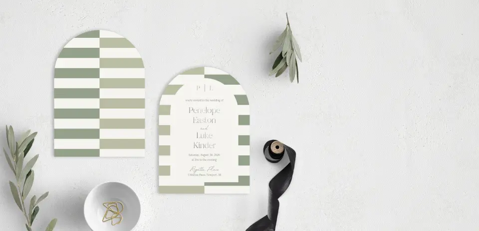 Stacked Wedding Invitations front and back