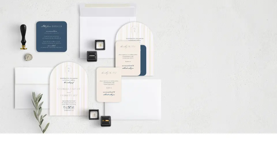 Stacked Wedding Invitations with coordinating items