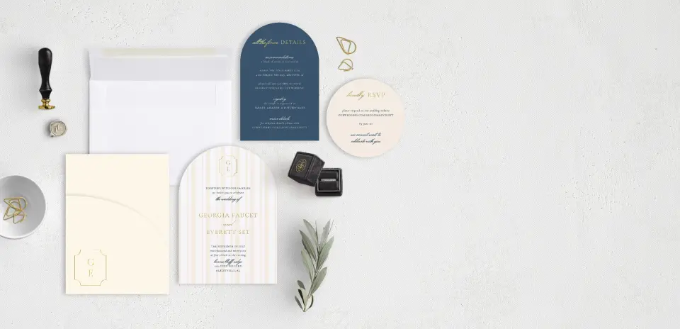 Stacked Wedding Invitations with pocket and coordinating items