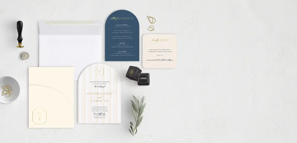 Stacked Wedding Invitations with pocket and coordinating items
